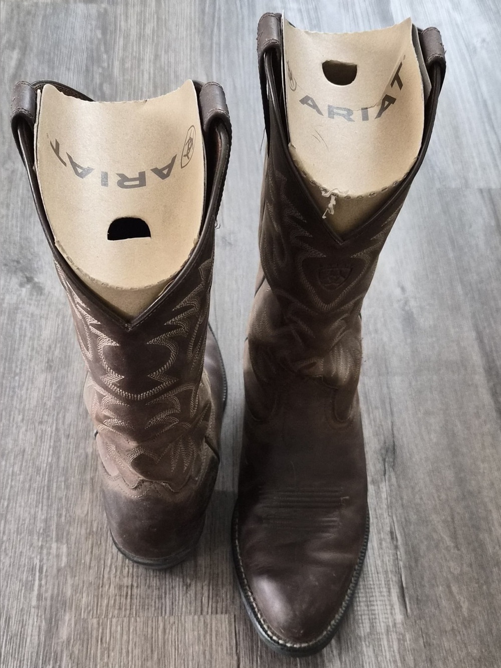 Ariat Brown Leather Western Boots with Stitch Detail